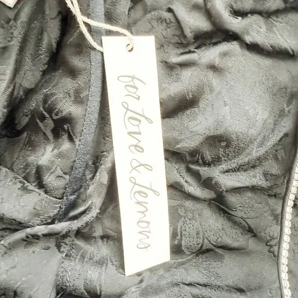 For Love & Lemons Dress Womens Medium Black Gabrielle Mini Slip Whimsygoth Y2K‎ - Picture 6 of 14